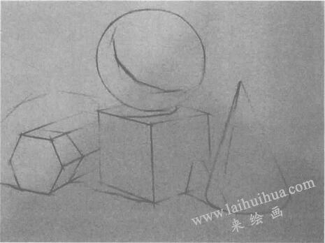 標出明暗交界線  多個幾何體素描