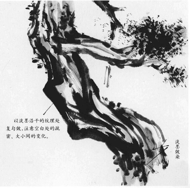 山水國畫松樹干的畫法