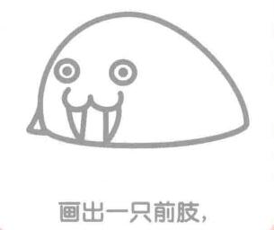 海象的簡(jiǎn)筆畫畫法步驟03：海象的前肢