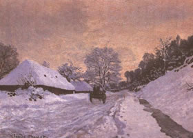 《圣西蒙農(nóng)莊的積雪》風(fēng)景油畫