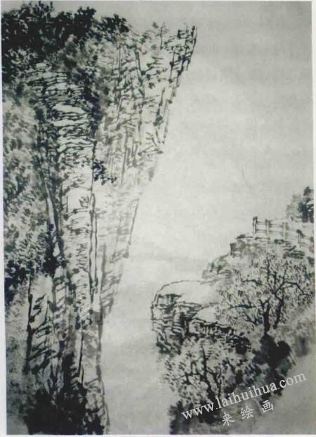 太行山自然景色山水畫寫生步驟03