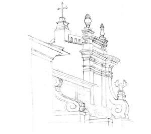 教堂素描畫線稿畫法步驟06