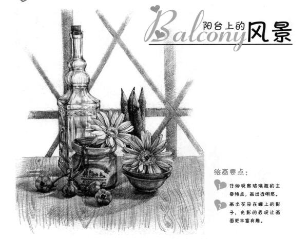 素描陽臺上的風景
