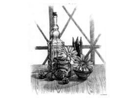 素描陽臺上的風(fēng)景