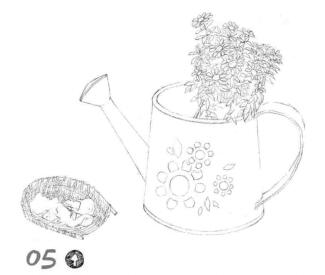 素描簸箕與壺畫線稿步驟05