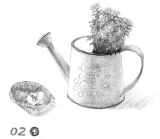 簸箕與壺素描鋪色步驟02