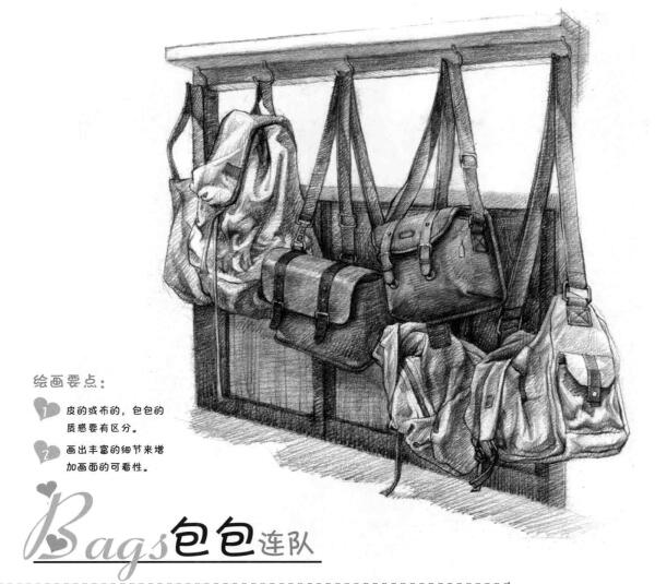 包包素描畫法