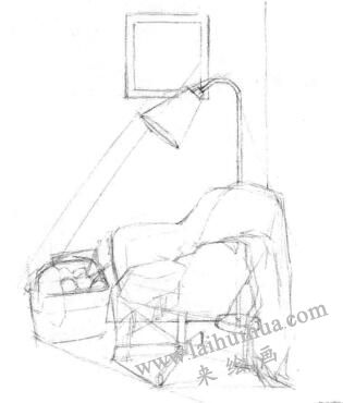 臥室素描畫線稿畫法步驟03