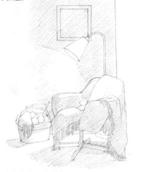 臥室素描鋪色畫法步驟01