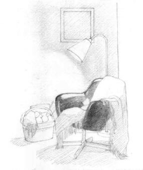 臥室素描鋪色畫法步驟02