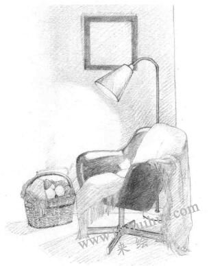 臥室素描鋪色畫法步驟03