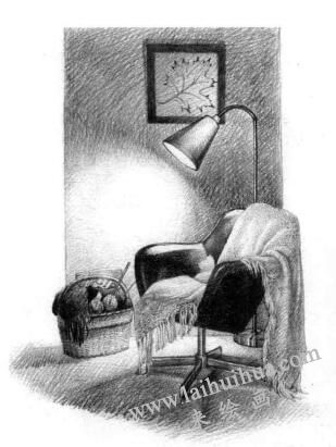 臥室素描鋪色畫法步驟09
