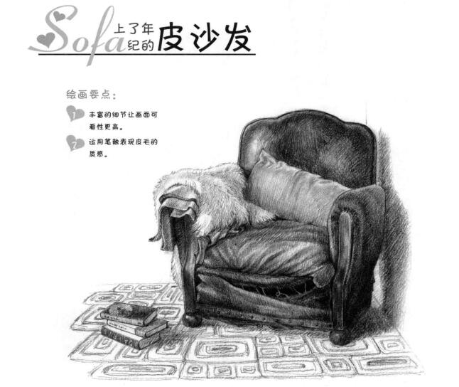 皮沙發(fā)的素描畫法
