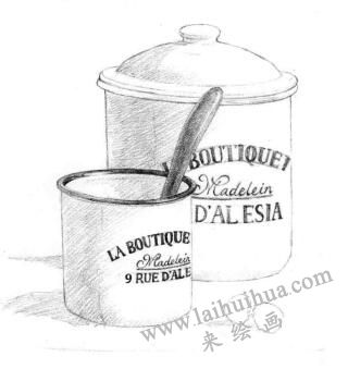 大小搪瓷杯素描鋪色畫法步驟03