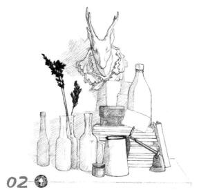 書房一角素描鋪色畫法步驟02