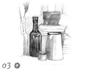 書房一角素描鋪色畫法步驟03