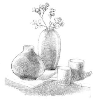 素雅裝飾素描鋪色畫法步驟01