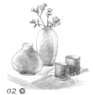 素雅裝飾素描鋪色畫法步驟02