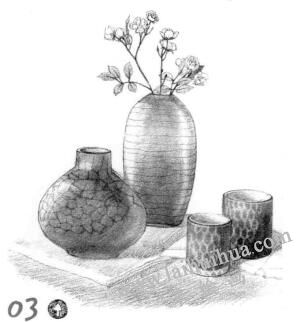 素雅裝飾素描鋪色畫法步驟03