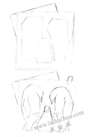 企鵝一家三口素描畫線稿畫法步驟01