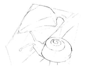 蝸牛的素描畫(huà)線(xiàn)稿畫(huà)法步驟02