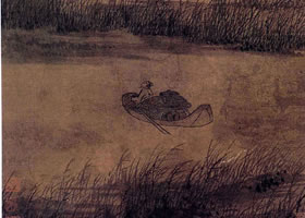 元代吳鎮(zhèn)《蘆花寒雁圖軸》欣賞