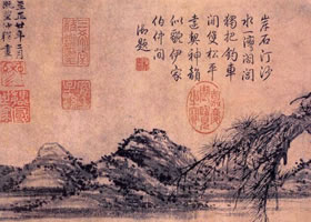 元代趙雍《松溪釣艇圖卷》欣賞