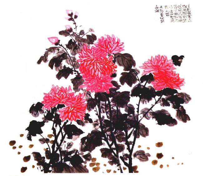 紅菊的國畫畫法