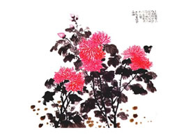 紅菊的國畫畫法
