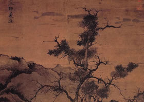 元代張舜咨《古木飛泉圖軸》欣賞