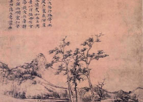 元代倪瓚《幽澗寒松圖軸》欣賞