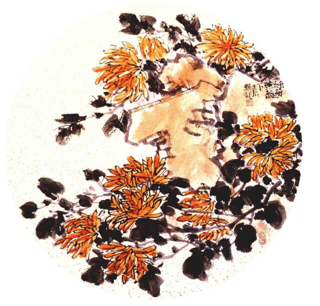 團扇菊花的畫法步驟范例一