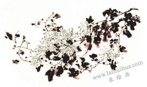 團(tuán)扇菊花的畫法步驟03，范例三