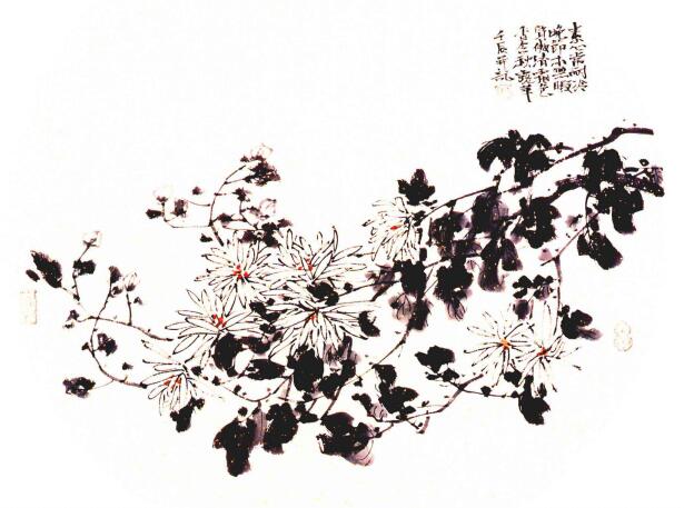 團(tuán)扇菊花的畫法步驟范例三