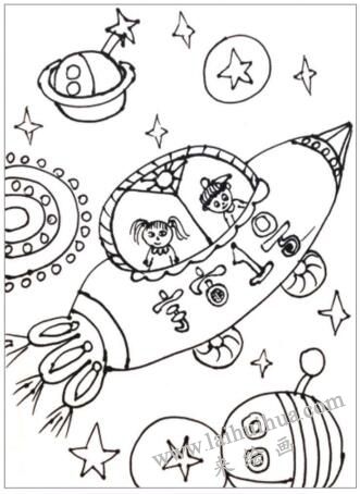宇宙世界兒童畫畫法步驟03
