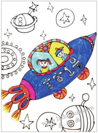 宇宙世界兒童畫畫法步驟04