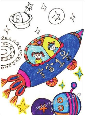 宇宙世界兒童畫畫法步驟05