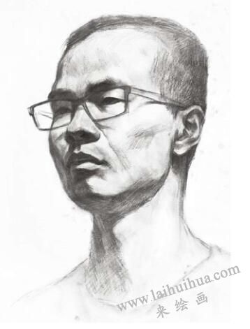 中年頭像的素描畫法步驟02