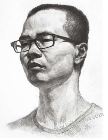 中年頭像的素描畫法步驟03