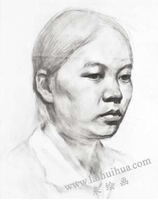 女青年頭像素描畫法步驟02
