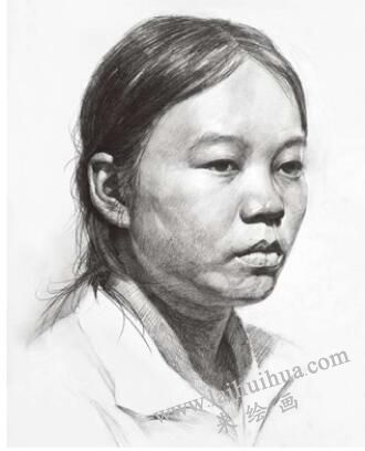 女青年頭像素描畫法步驟03