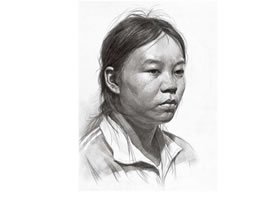女青年頭像素描畫(huà)法（一）