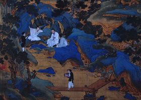 明代仇英《桃源仙境圖軸》欣賞