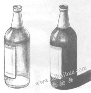 瓶子（酒瓶）的素描畫(huà)法步驟03、04