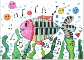 鋼琴魚兒童畫