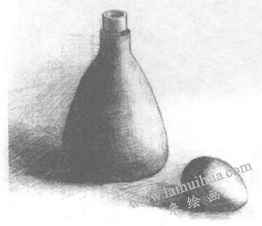 瓶子和雞蛋組合的素描畫(huà)法步驟04