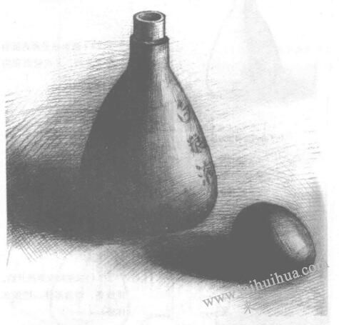 瓶子和雞蛋組合的素描畫(huà)