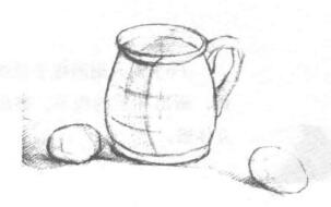 杯子和雞蛋組合素描畫法步驟03