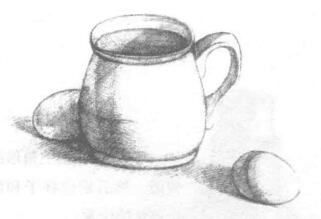 杯子和雞蛋組合素描畫法步驟04