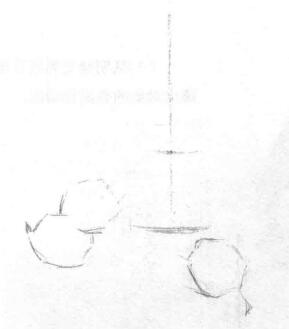 瓶子和梨子組合素描畫法步驟01